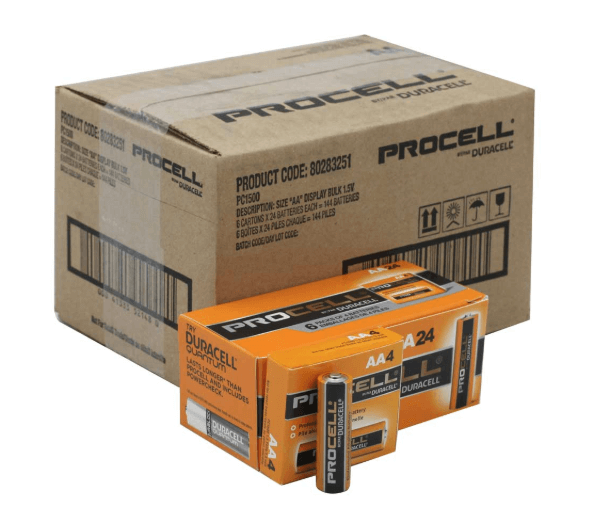 Bulk Order Shipment Duracell Procell AA Alkaline Batteries PC1500